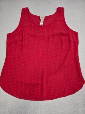 Chicos Coral Sleeveless Polka Dot Tank Top Size 2 Large